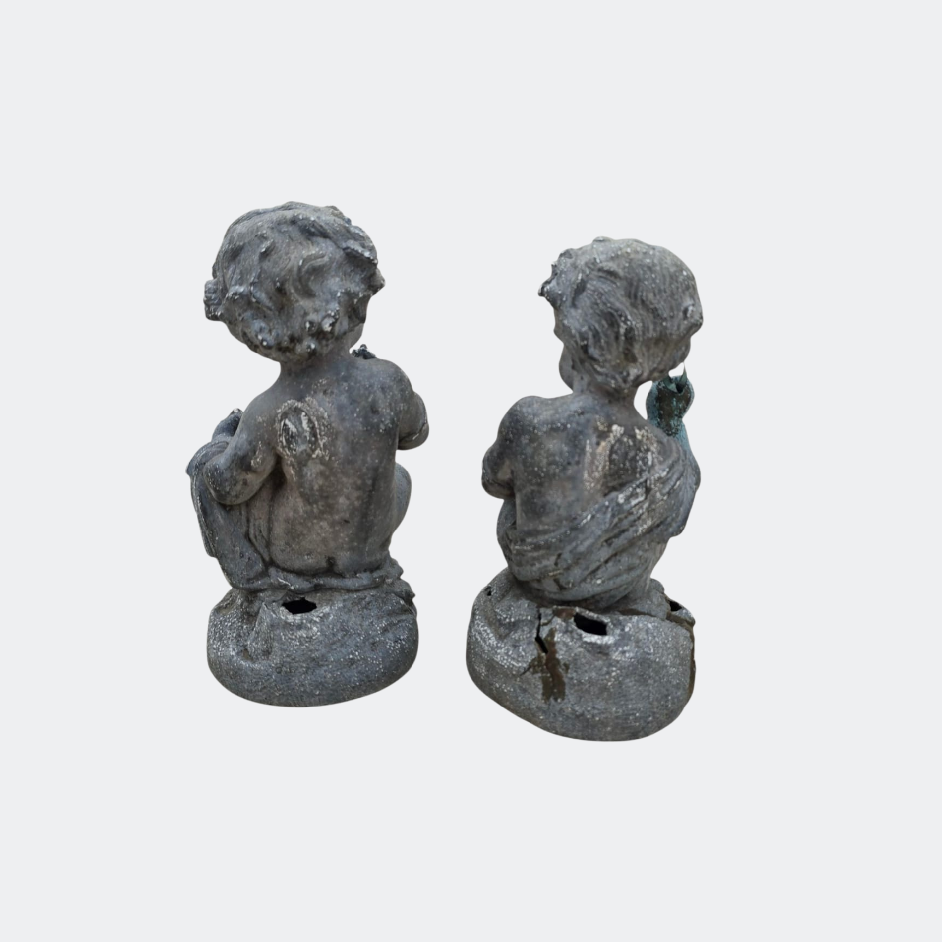 Pair of Antique Spelter Cherubs