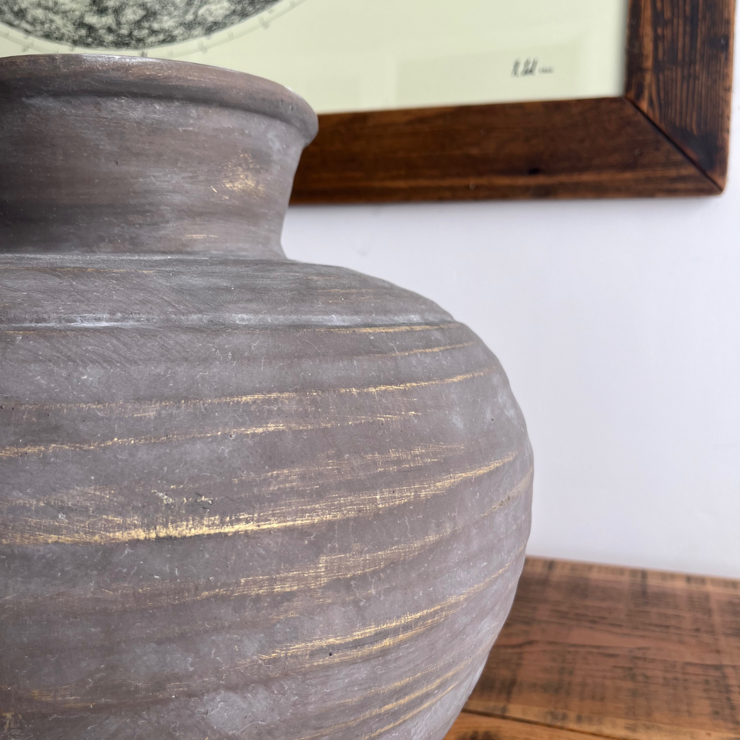 Rustic Terracotta Vase with Ribbed Texture