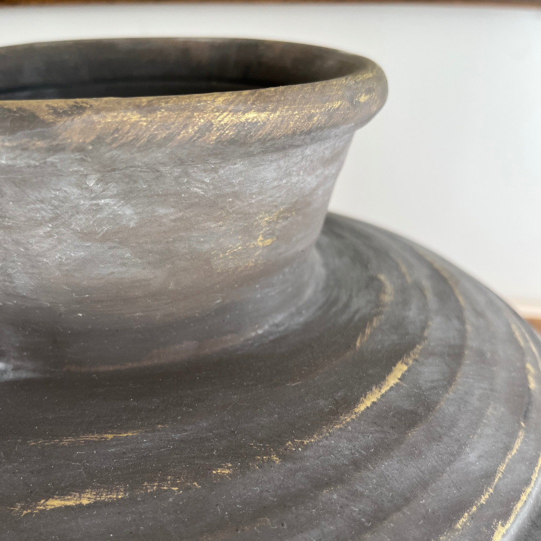 Rustic Terracotta Vase with Ribbed Texture