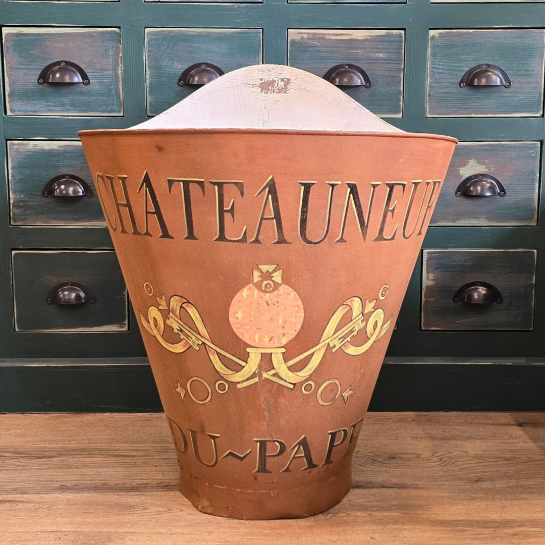 French Metal Tin Grape Hold Bucket - Harvesting Basket Style