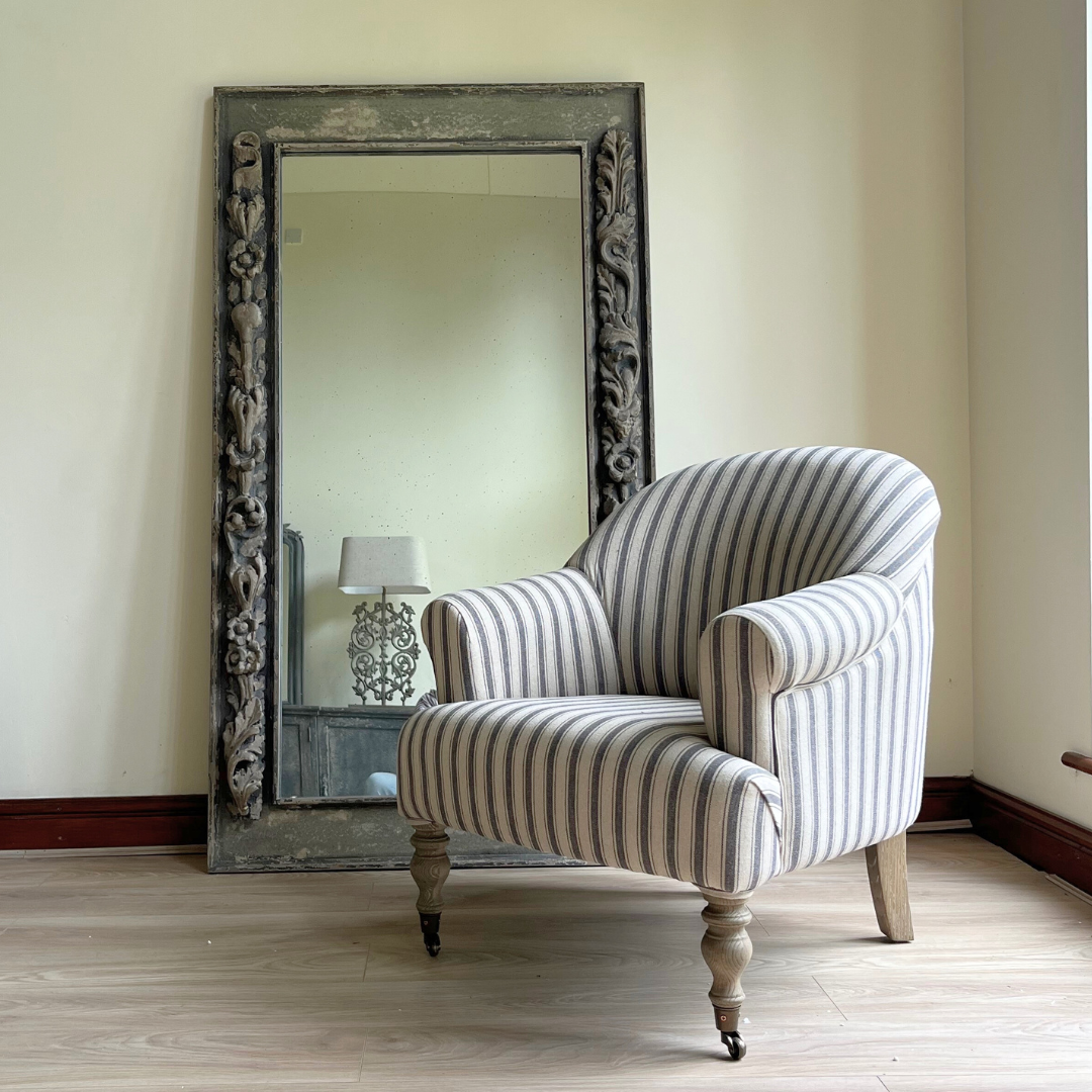 Large Ornate Floor Mirror with Decorative Frame