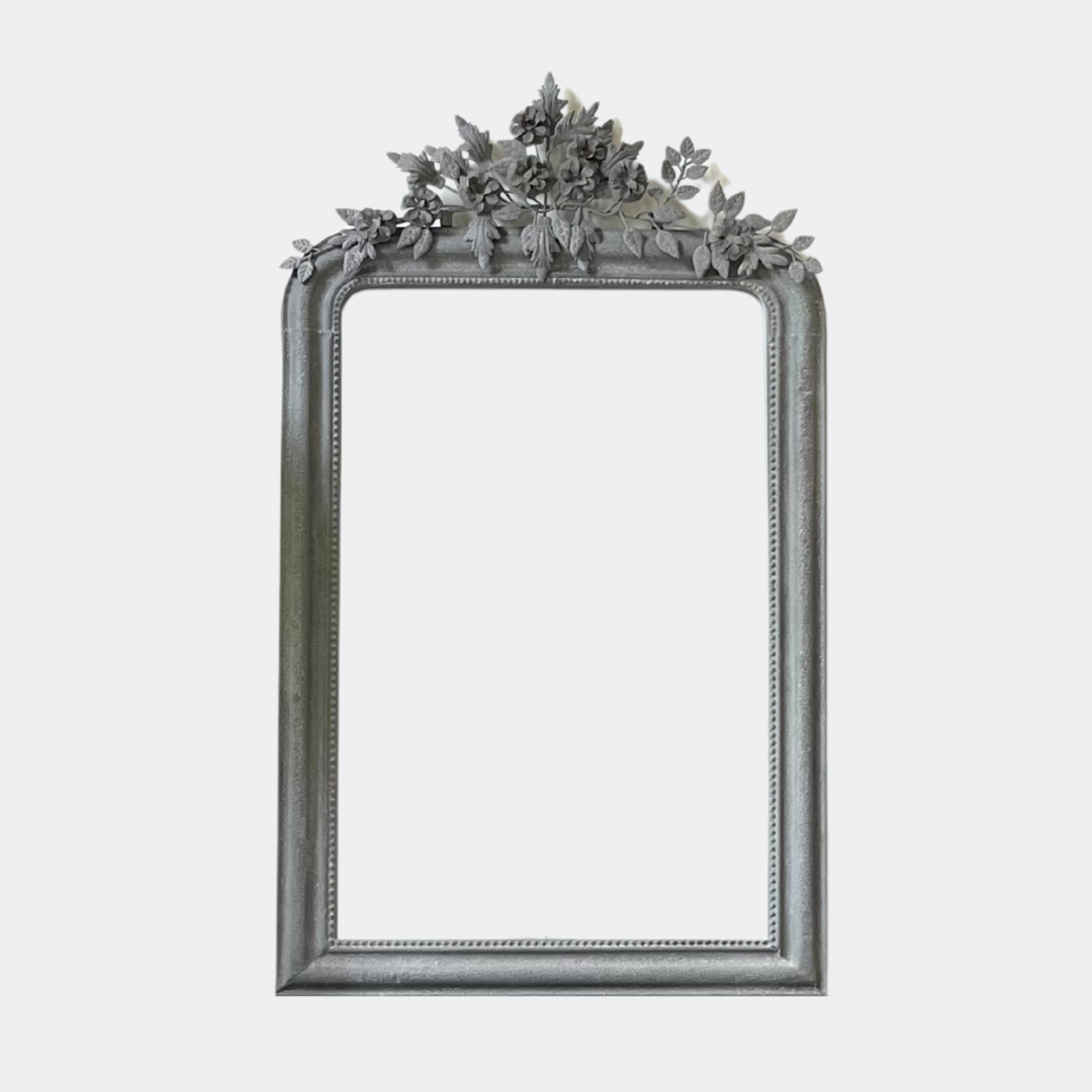 Large Ornate Wall Mirror with Decorative Floral Crown