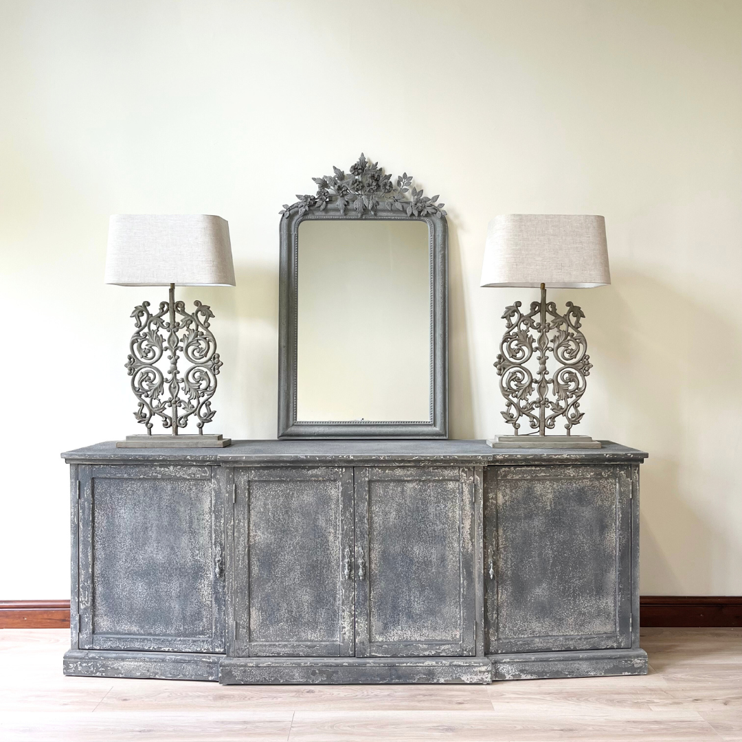 Large Ornate Wall Mirror with Decorative Floral Crown