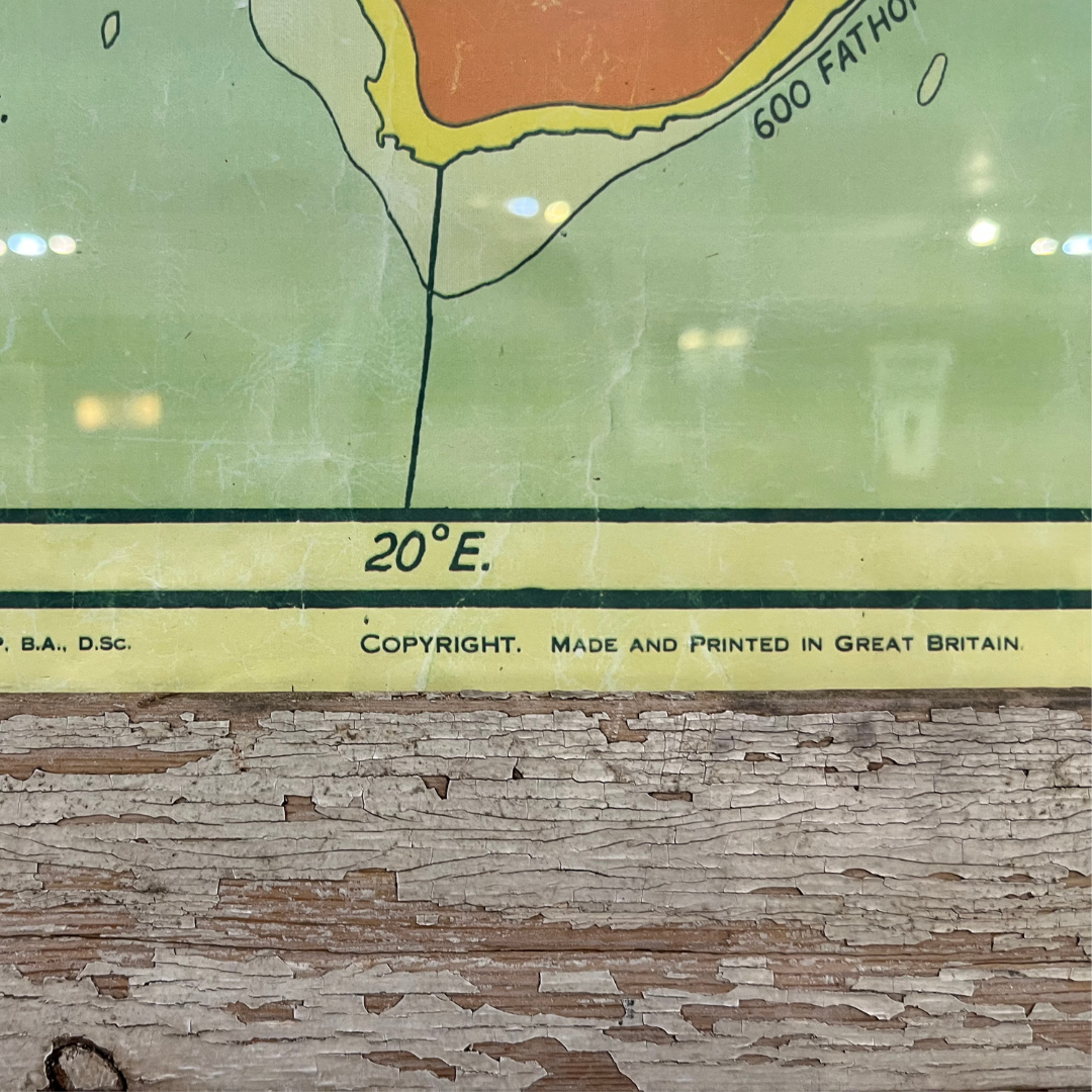 Vintage 1950s Map of Africa in Pine Rustic Frame