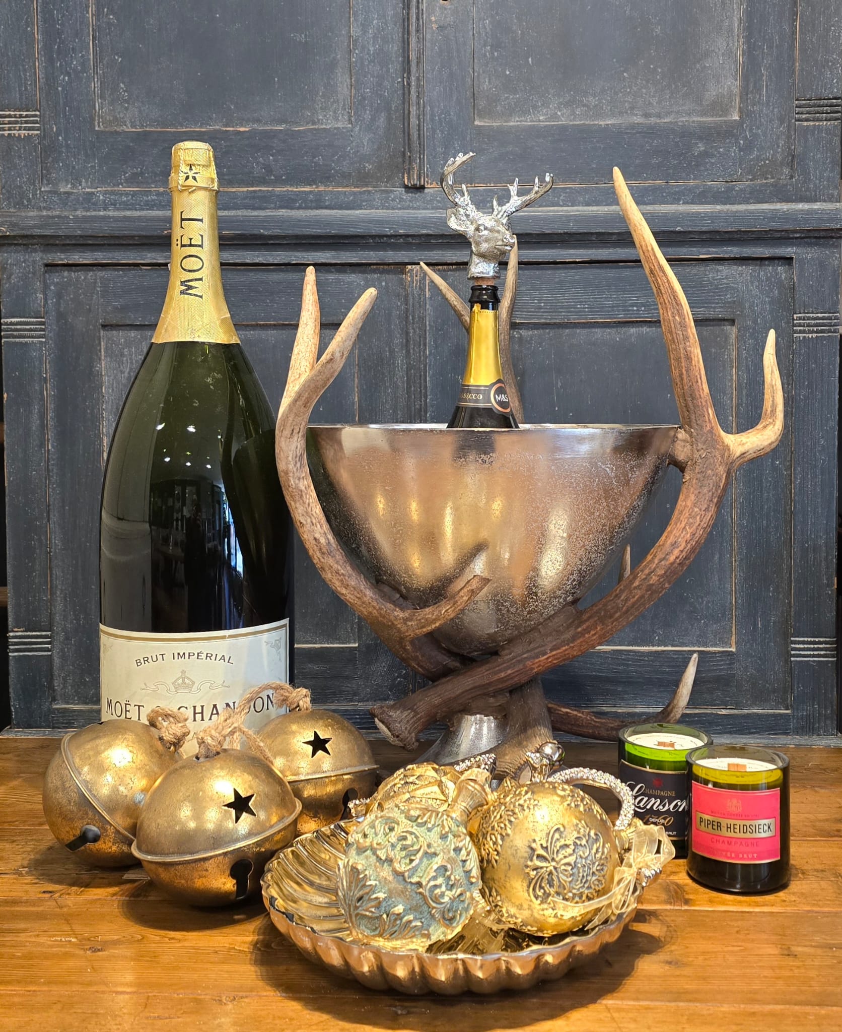 Real Antler Wine & Champagne Cooler – Rustic Country Home Statement Piece
