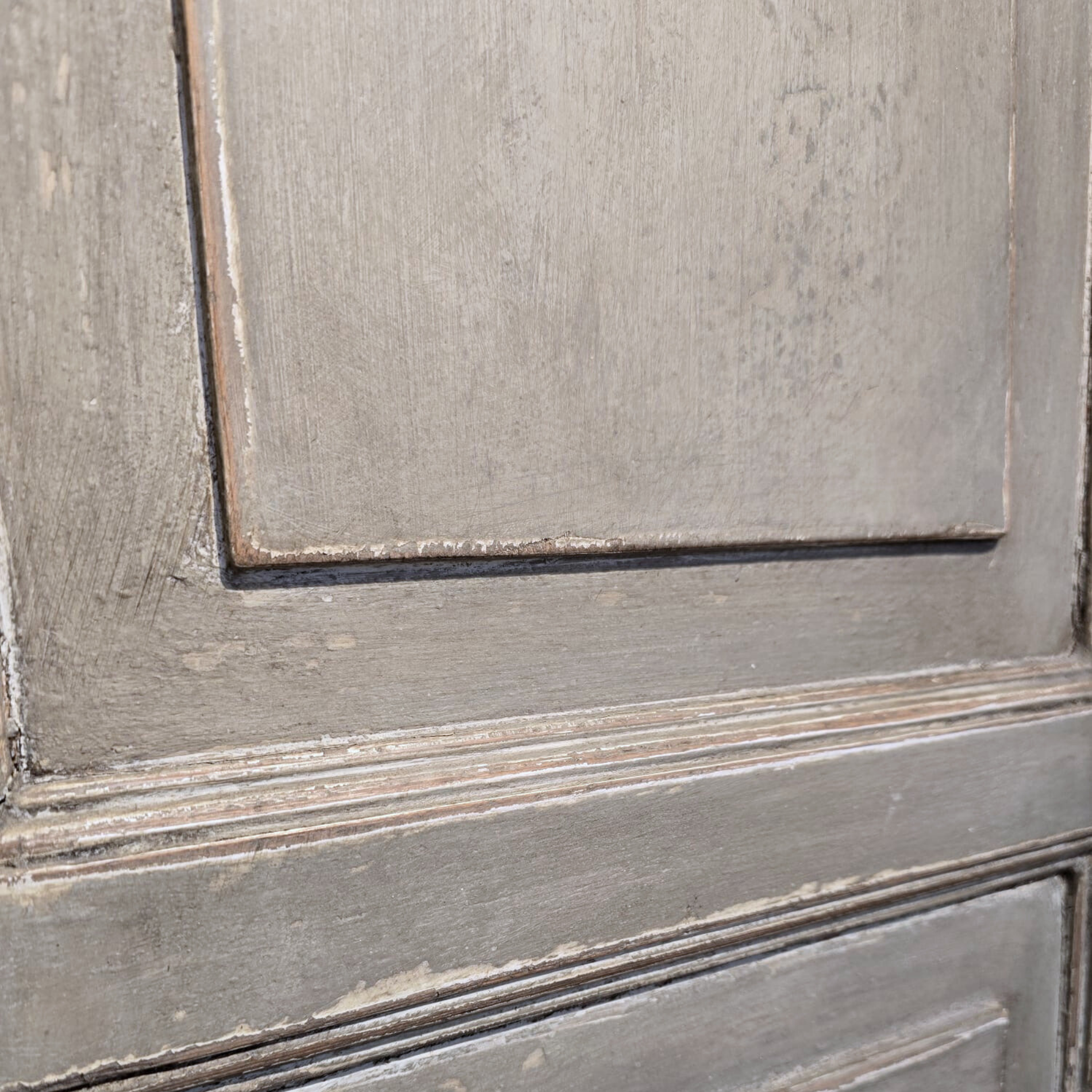 Antique Rustic Pine Cupboard in French Grey – Two-Door Cabinet