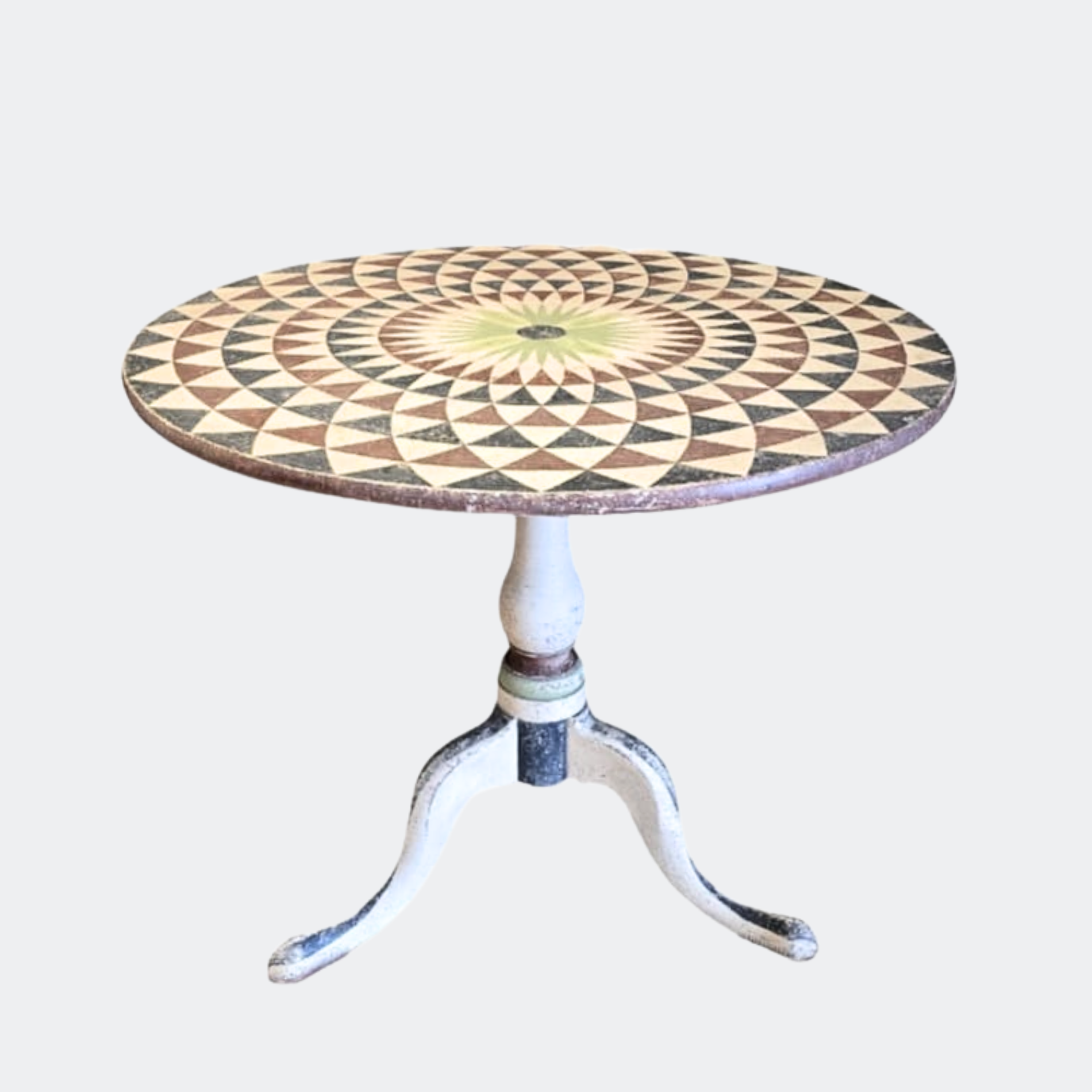 Hand Painted Indian Folding Side Table - Reclaimed Oak