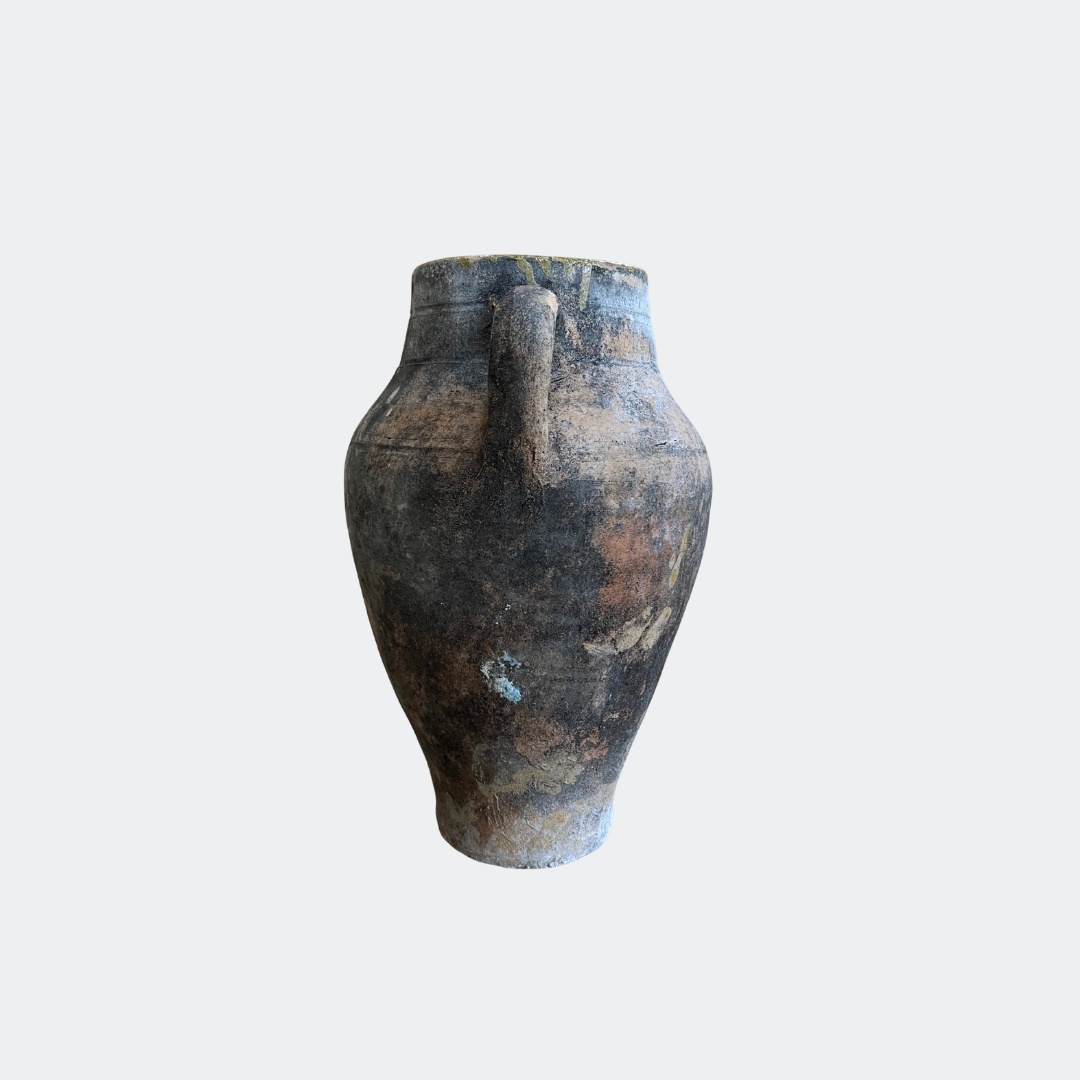 Vintage Turkish Terracotta Amphora Vase - Rare Rustic Ceramic Vessel