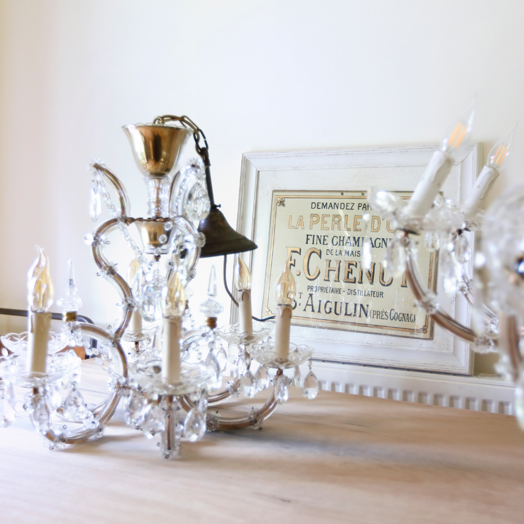 6-Arm Crystal Glass French Chandelier