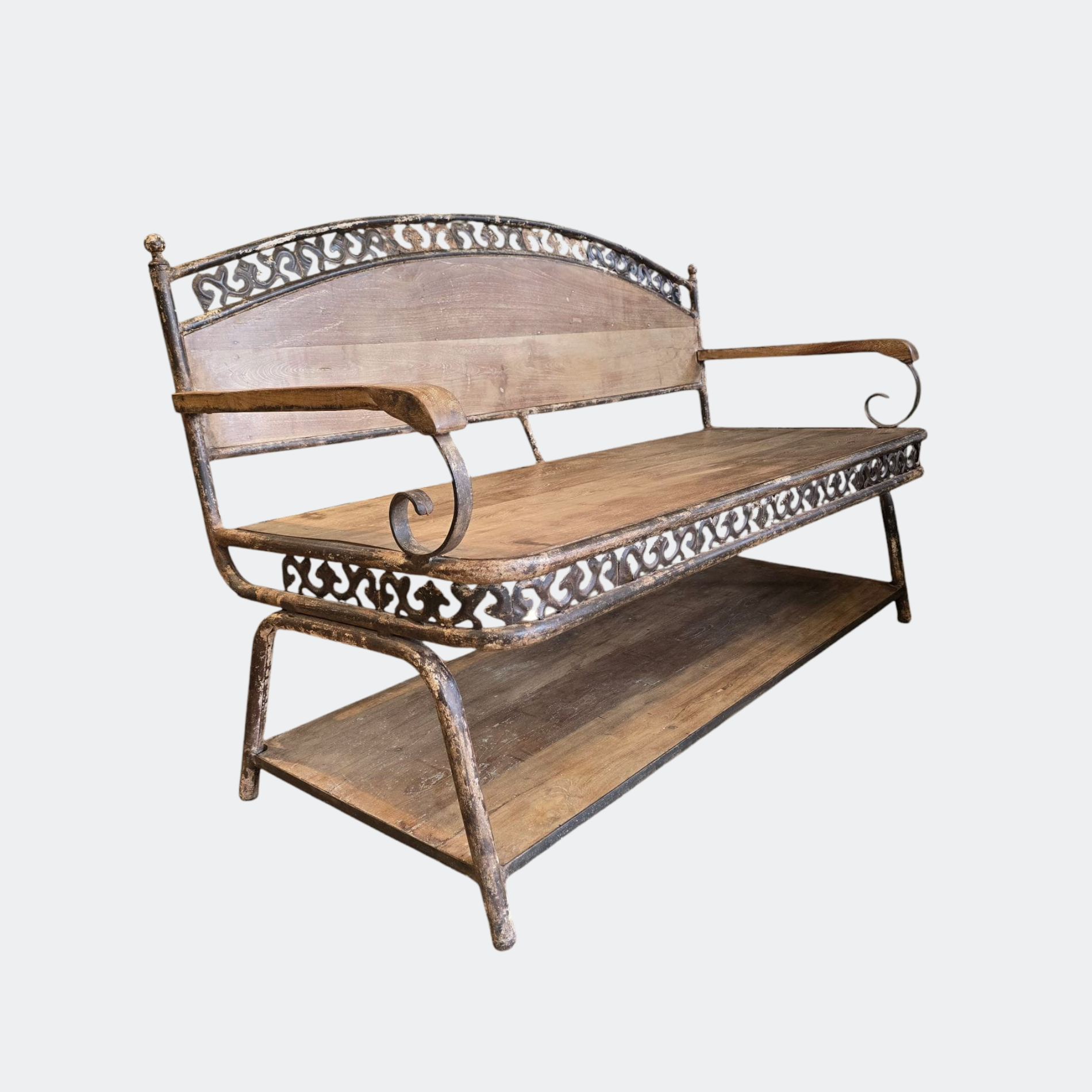 Entryway Decorative Wood and Metal Bench