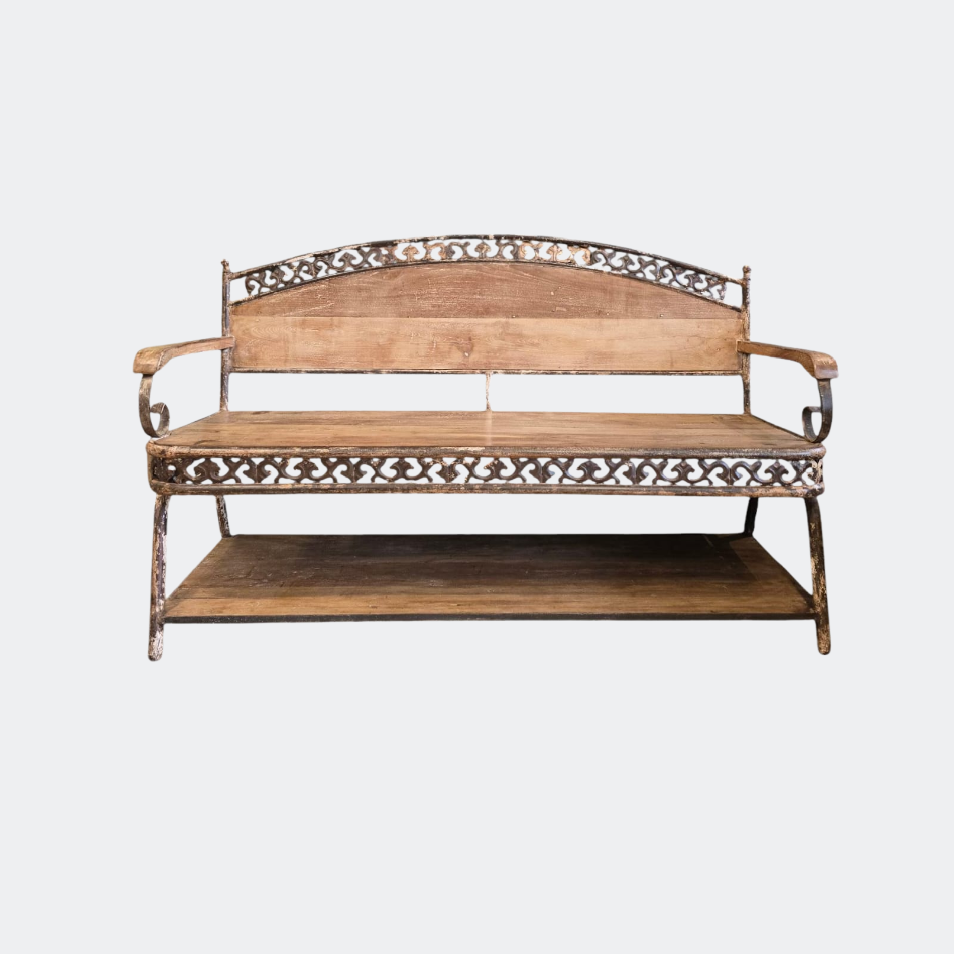 Entryway Decorative Wood and Metal Bench