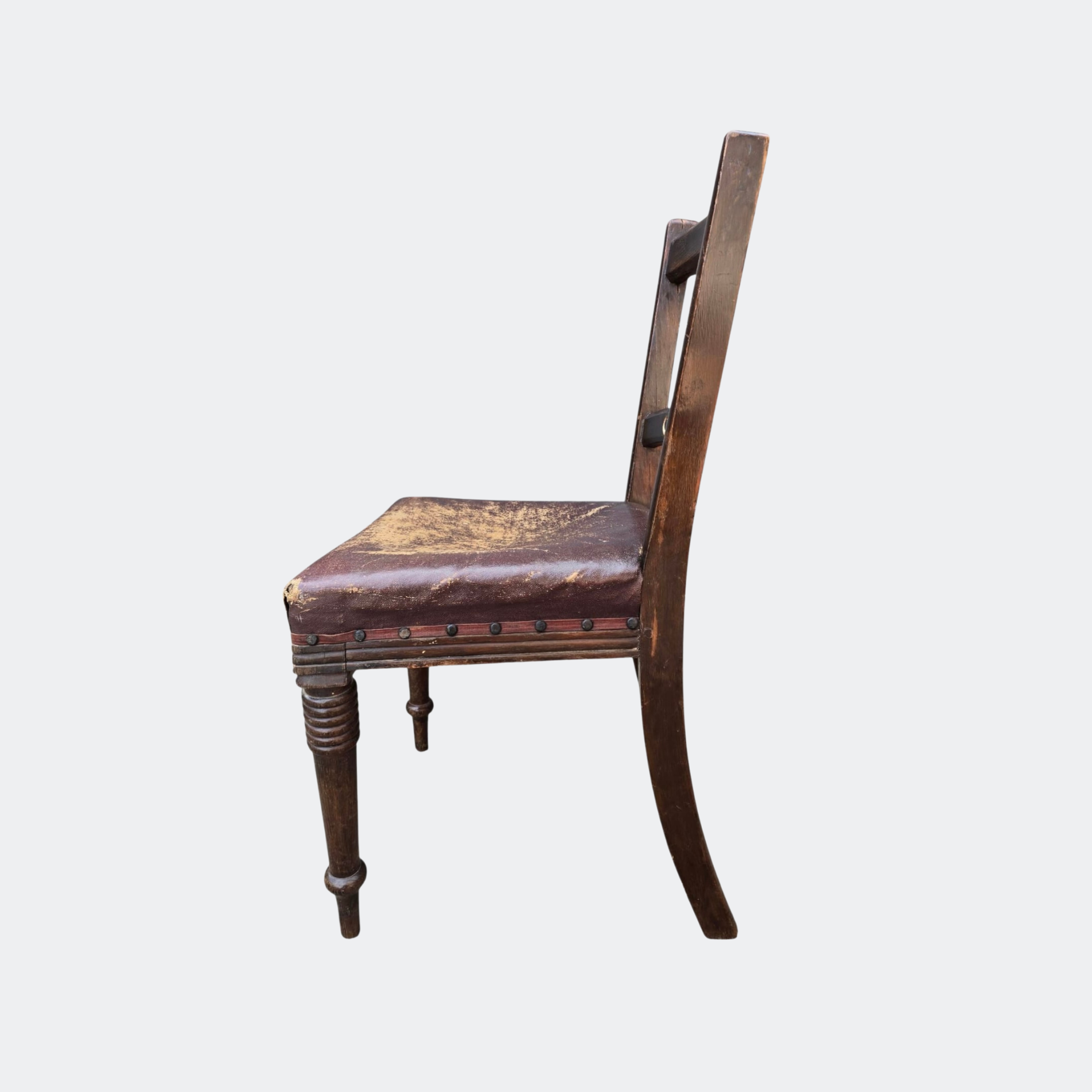 Antique Station Master's Office Chair with Leather Seat