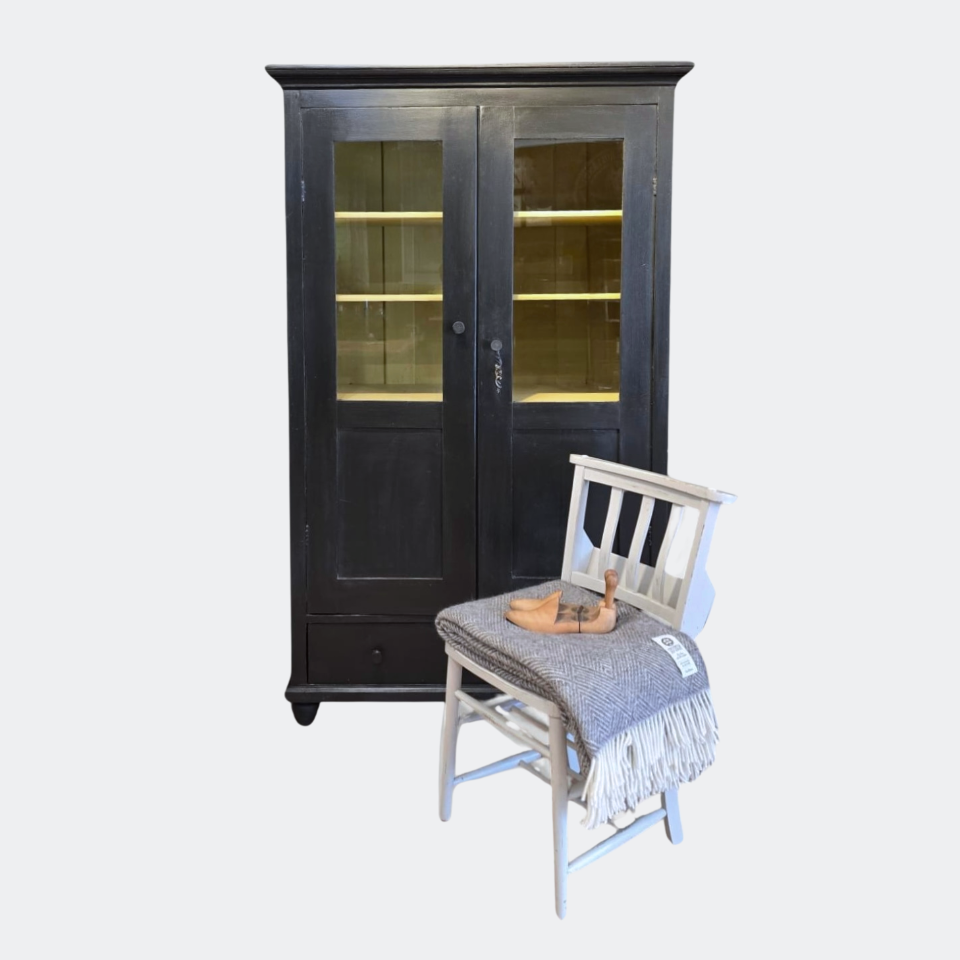 Antique Rustic Pine French Cupboard