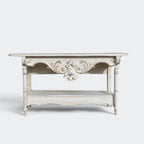Vintage French Style Console Table | Reclaimed Armoire Wood & Antique Moulding