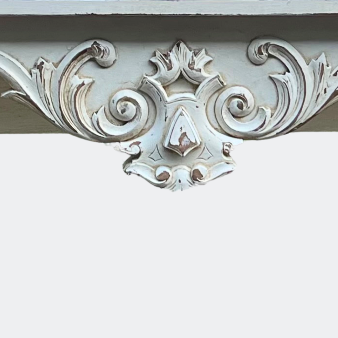 Vintage French Style Console Table | Reclaimed Armoire Wood & Antique Moulding