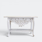 Vintage French Style Console Table | Reclaimed Armoire Wood & Antique Moulding