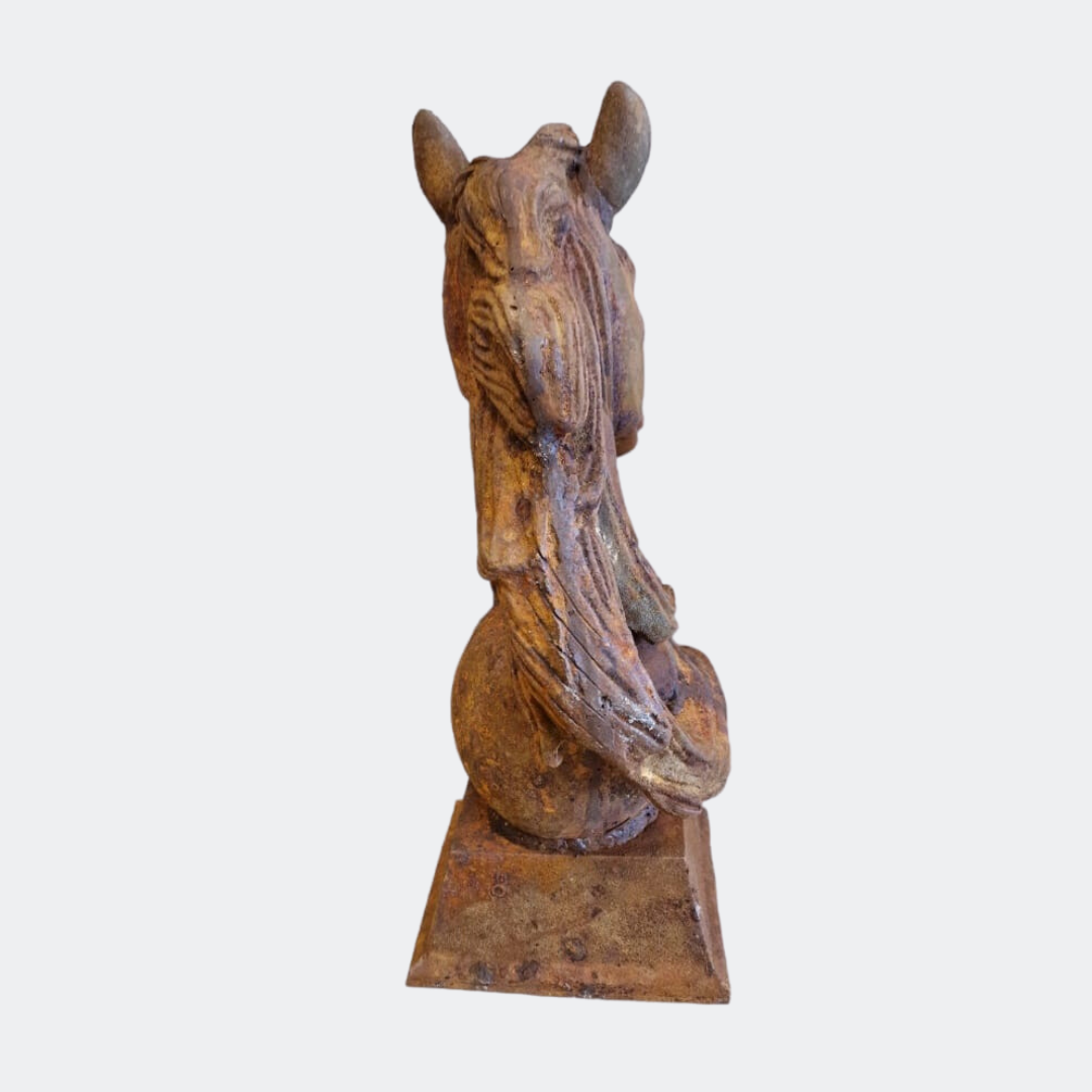Pair of Cast Iron Horse Bust