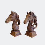 Pair of Cast Iron Horse Bust