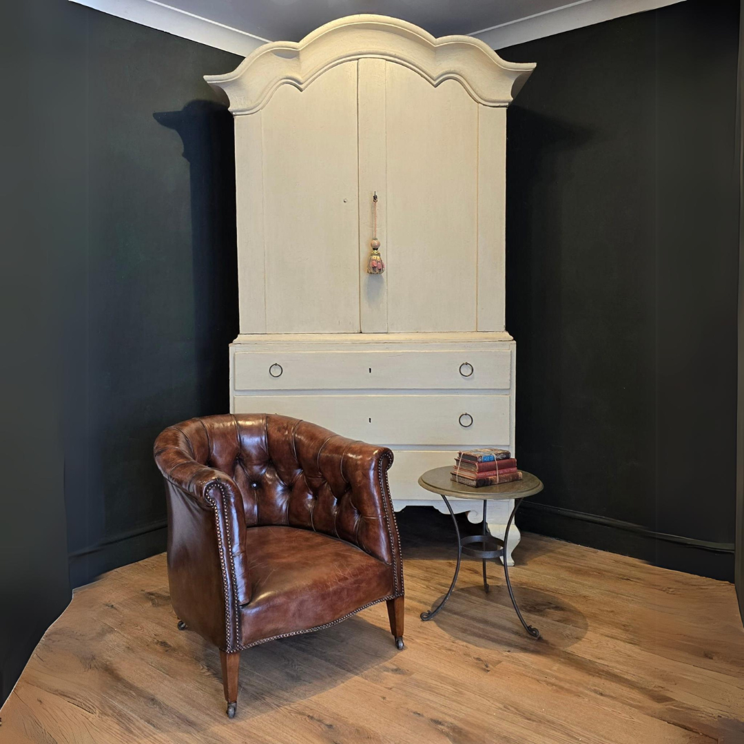 Swedish Gustavian White Linen Press Cupboard