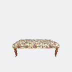 Handmade Jacobean Floral Footstool - English Buttoned Ottoman