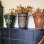 French Metal Tin Grape Hold Bucket - Harvesting Basket Style