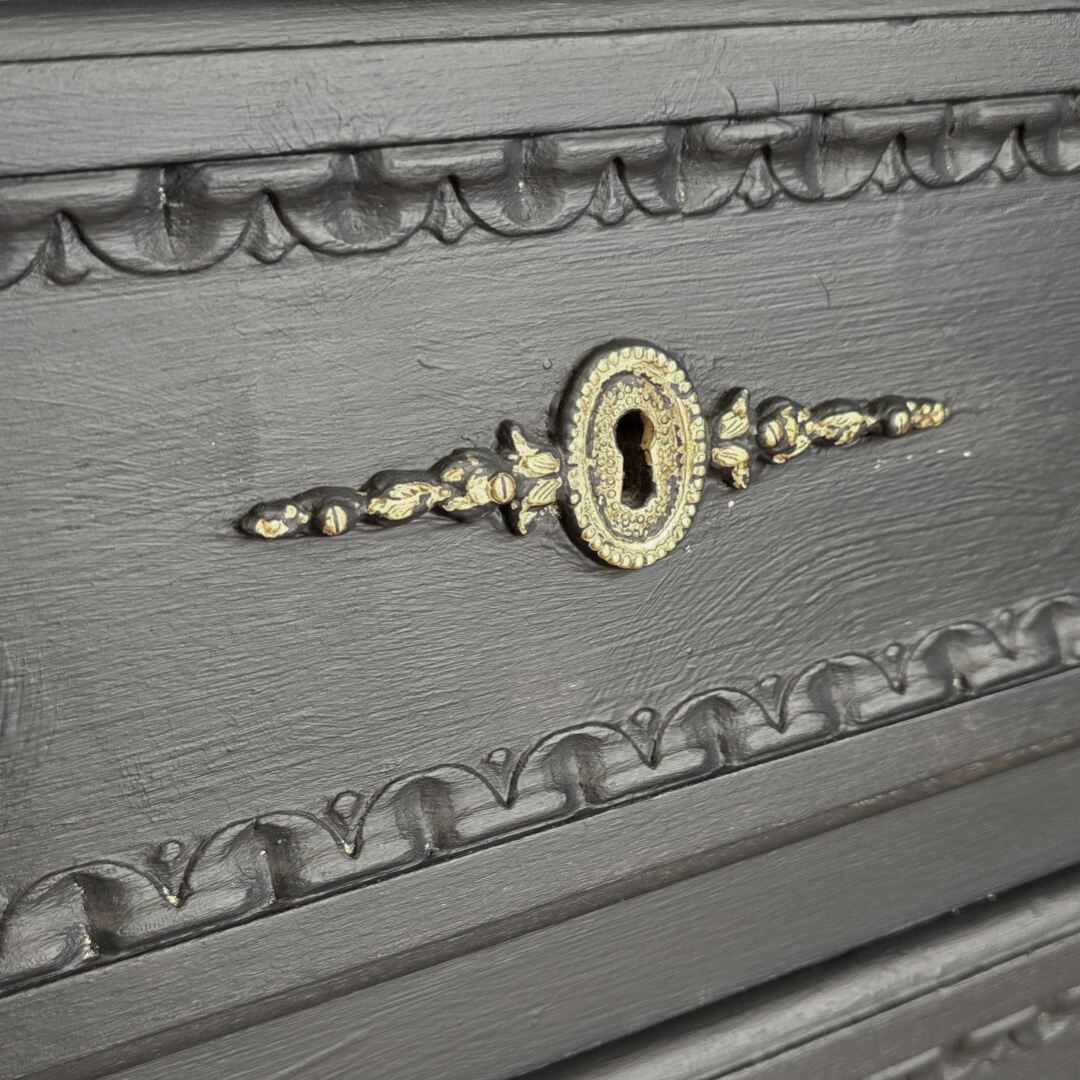 Vintage 3-Drawer Chest with Brass Hardware | Gustavian Style Commode