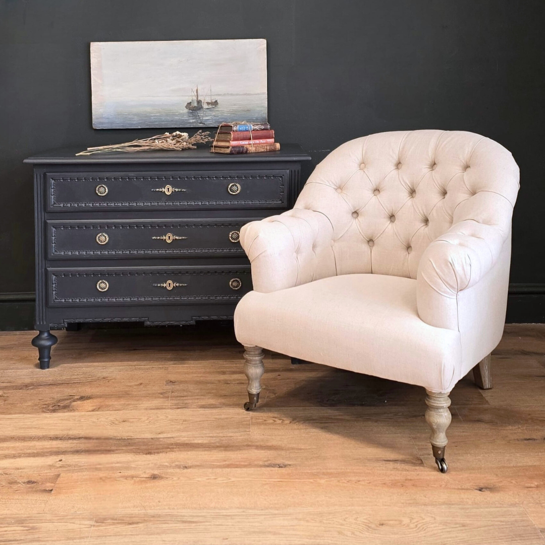 Vintage 3-Drawer Chest with Brass Hardware | Gustavian Style Commode
