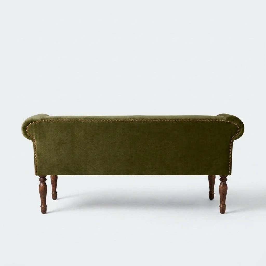 Handcrafted Velvet Sofa Bench – Moss