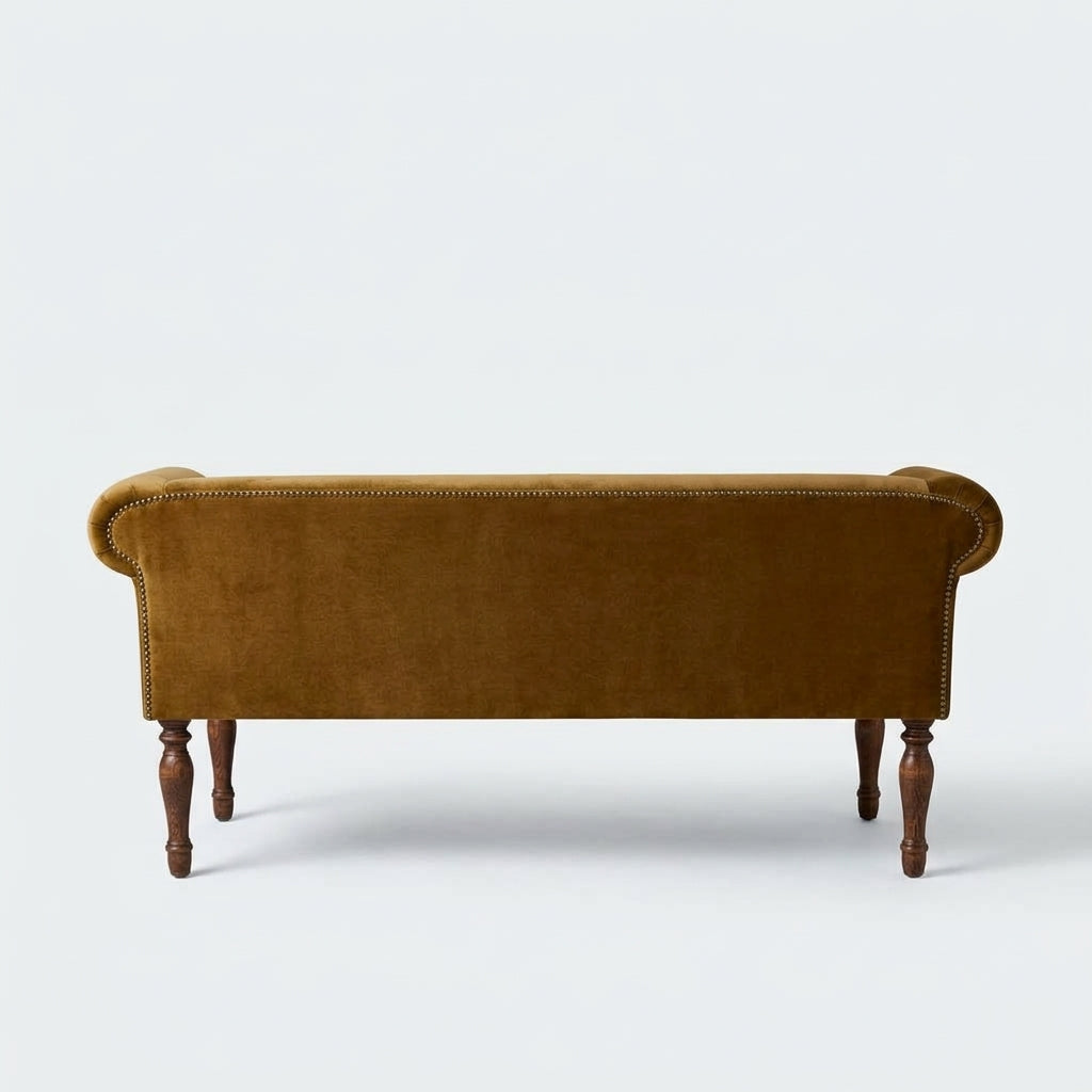 Handcrafted Velvet Sofa Bench – Camel