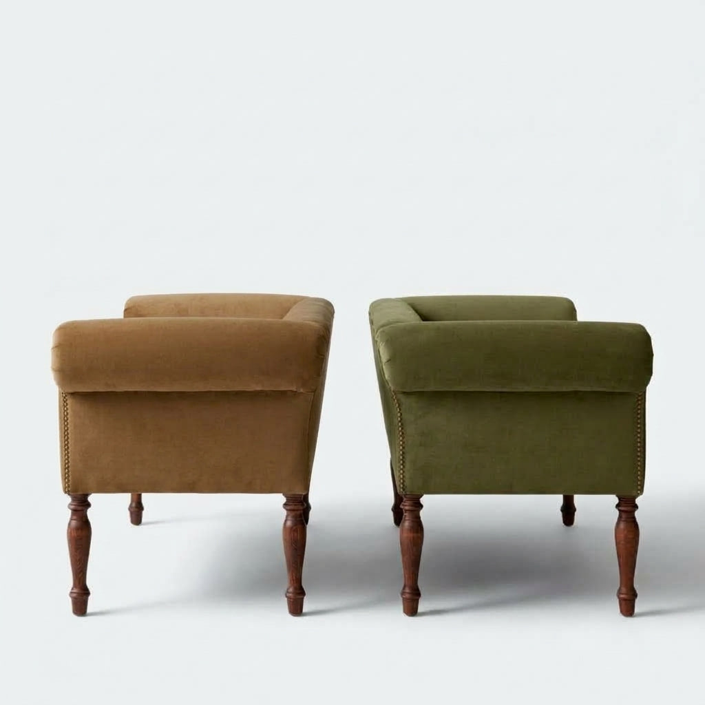 Handcrafted Velvet Sofa Bench – Moss