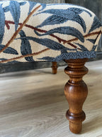 Handmade William Morris Willow Bough Blue Square Footstool