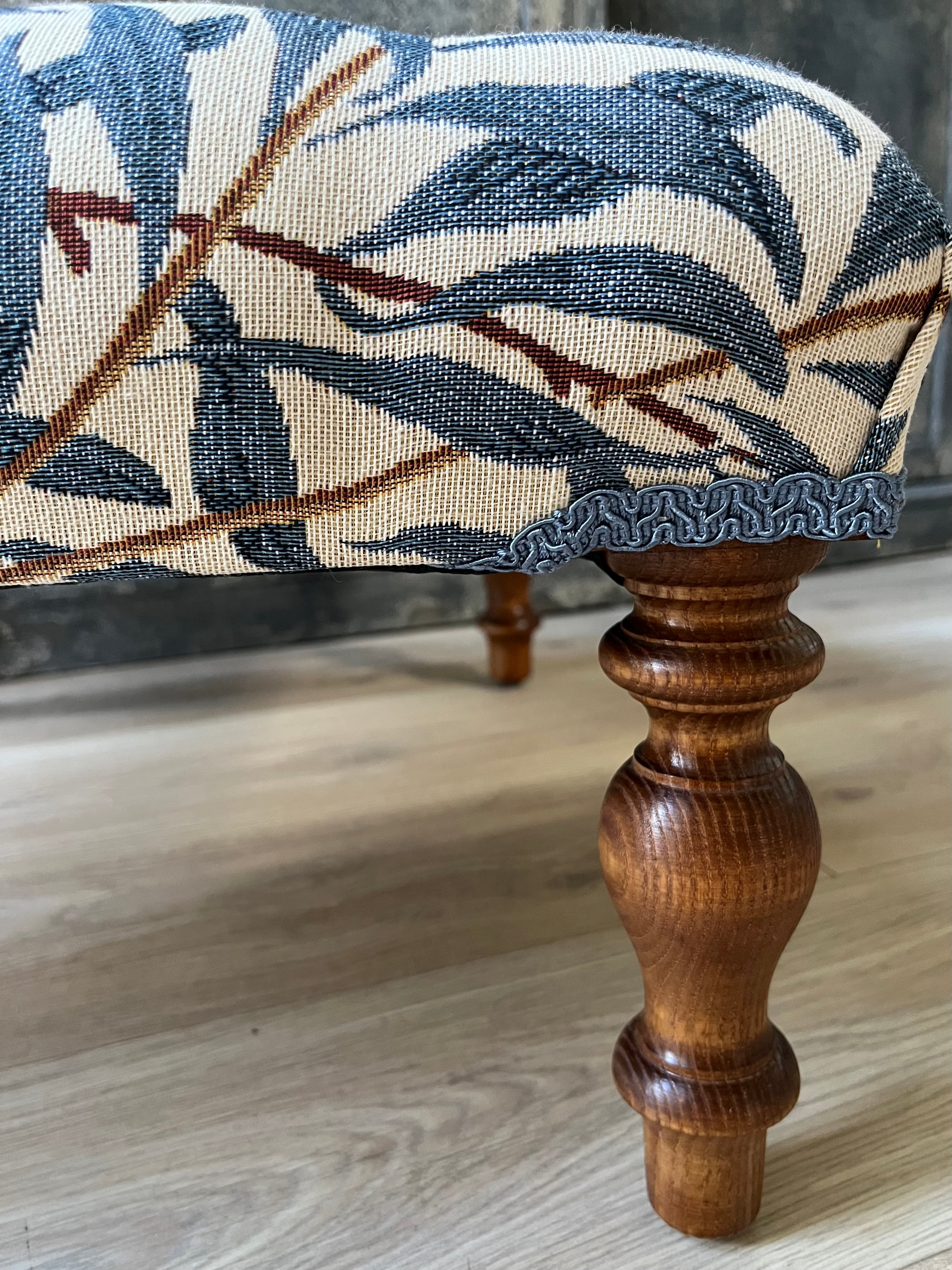 Handmade William Morris Willow Bough Blue Square Footstool