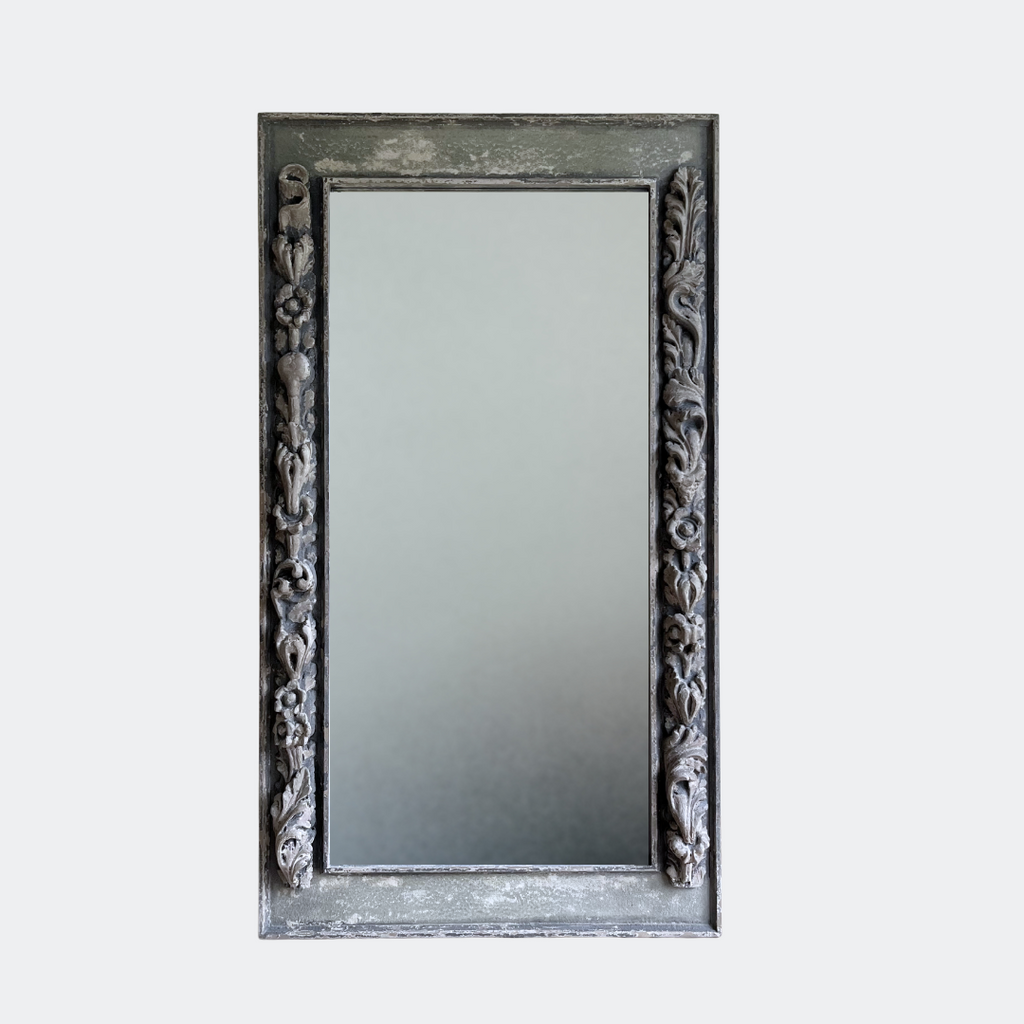 Large Ornate Floor Mirror with Decorative Frame
