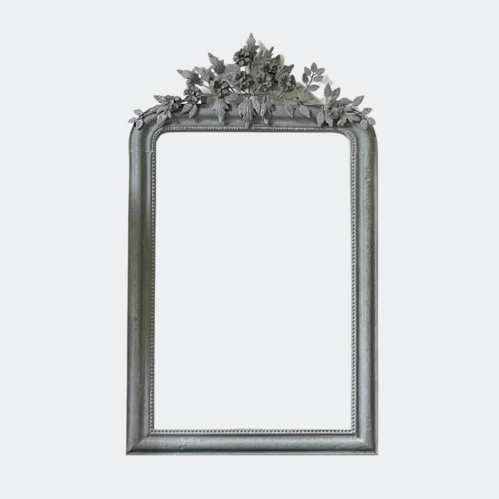 Large Ornate Wall Mirror with Decorative Floral Crown
