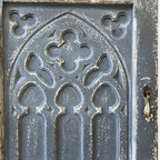Distressed Grey Carved Wood Cabinet | Vintage Gothic Style