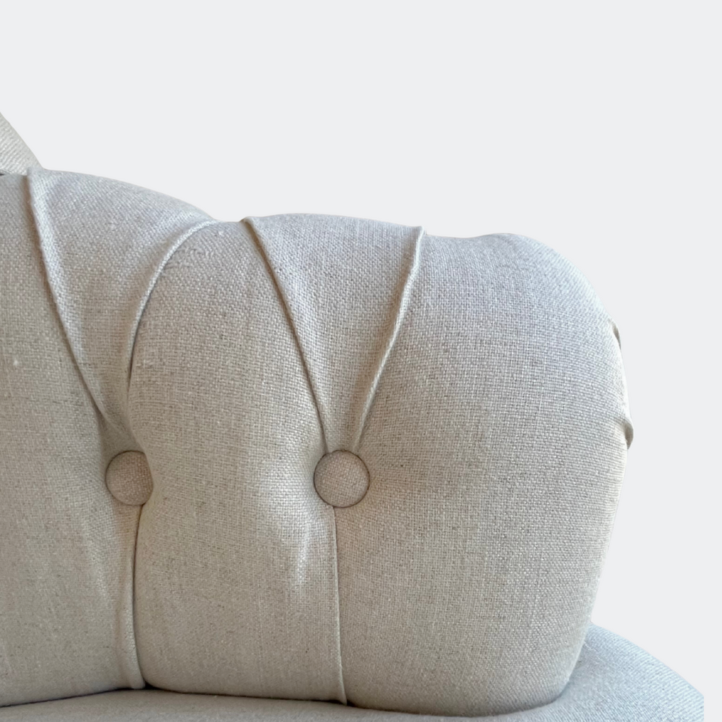 Country Home Button Linen Armchair with Castors