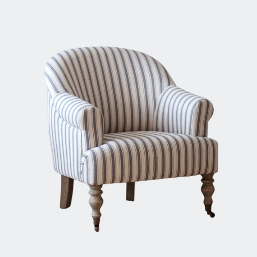Country Home Stripe Armchair with Castors