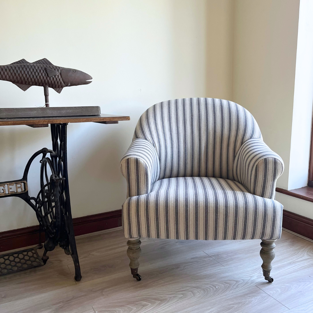 Country Home Stripe Armchair with Castors