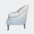 Country Home Button Linen Armchair with Castors