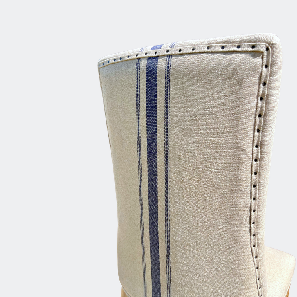 Linen Upholstered Oak Dining Chair in Stripe