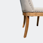 Linen Upholstered Oak Dining Chair in Stripe