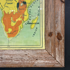 1950s Map of Africa in Pine Rustic Frame