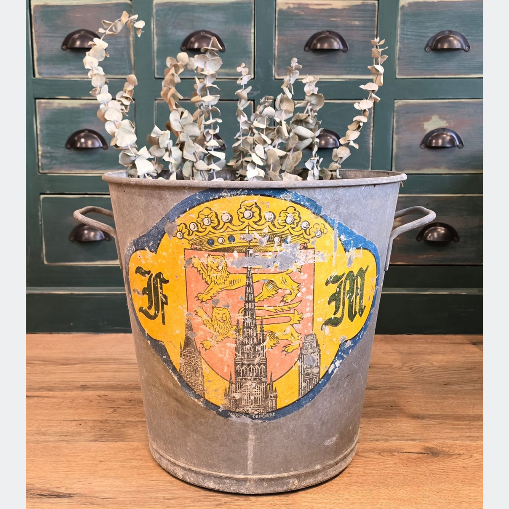 Rustic French Metal Pail Bucket