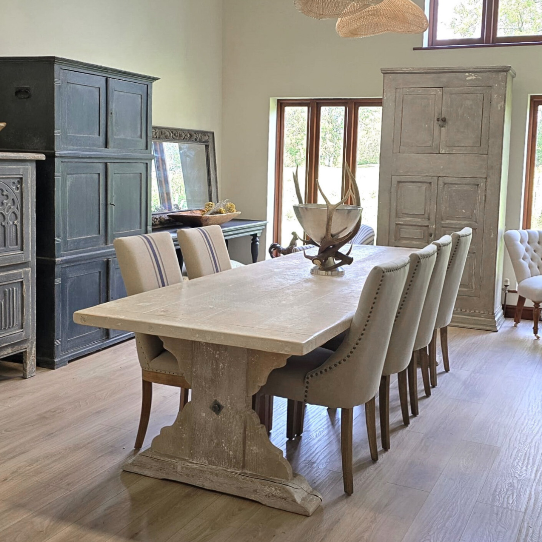 Antique Pine Cupboard in French Grey