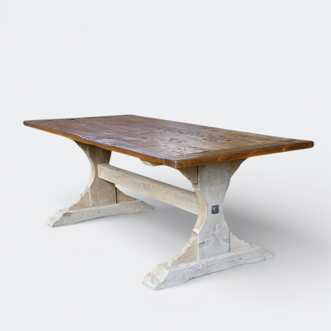 Heritage Farmhouse Dining Table | Antique Wooden Top | Handmade UK