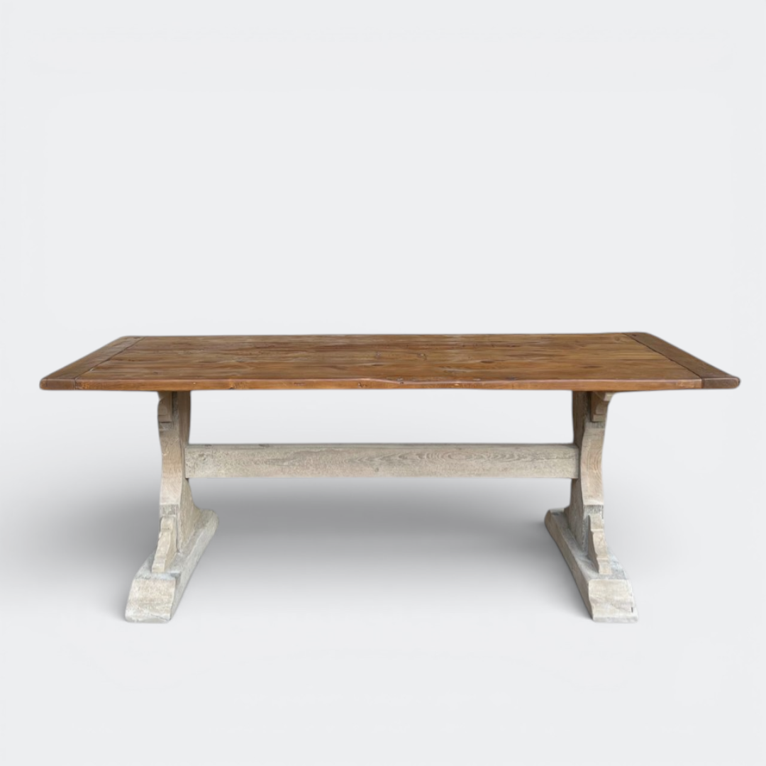 Heritage Farmhouse Dining Table | Antique Wooden Top | Handmade UK