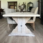 Handcrafted 10-Seater Rustic Dining Table – Whitewashed Reclaimed Pine, Made in UK