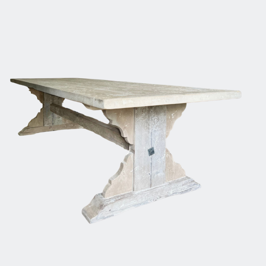 Handcrafted 10-Seater Rustic Dining Table – Whitewashed Reclaimed Pine, Made in UK