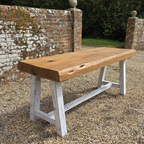 Rare Reclaimed Oak Butcher's Table | Handmade in France | 11cm Thick Live Edge