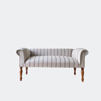 Oxford Blue Striped Chaise Sofa Bench with Scroll Arms